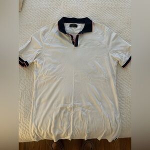 Banana Republic White and Black Polo Shirt Classic Design